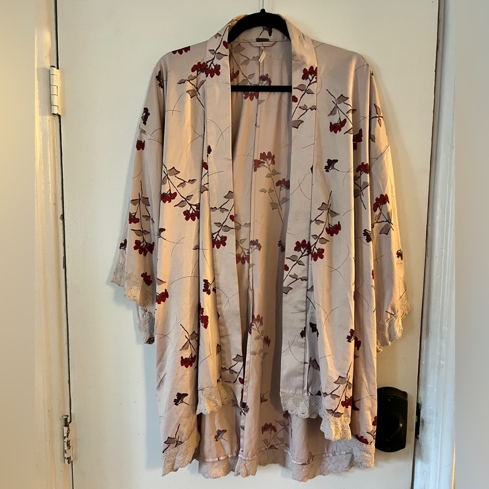 Free People Floral Open Kimono Style Robe